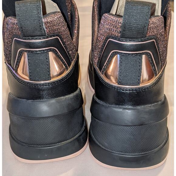 MICHAEL Michael Kors Olympia Glitter Chain-Mesh and Leather Trainers Size 10M - Picture 4 of 9